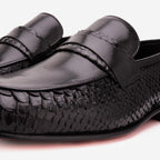 The Aurelio Black Snake & Baby Buffalo Leather Penny Loafer
