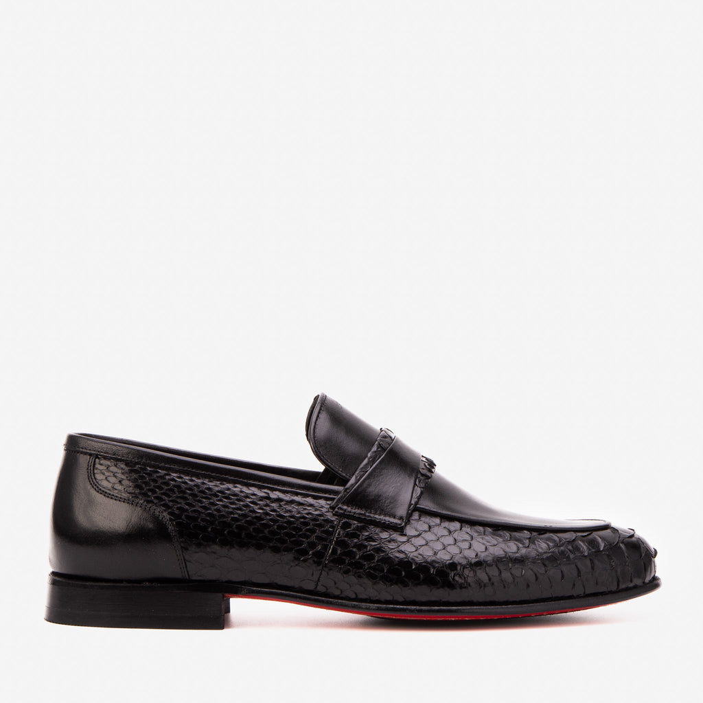 The Aurelio Black Snake & Baby Buffalo Leather Penny Loafer