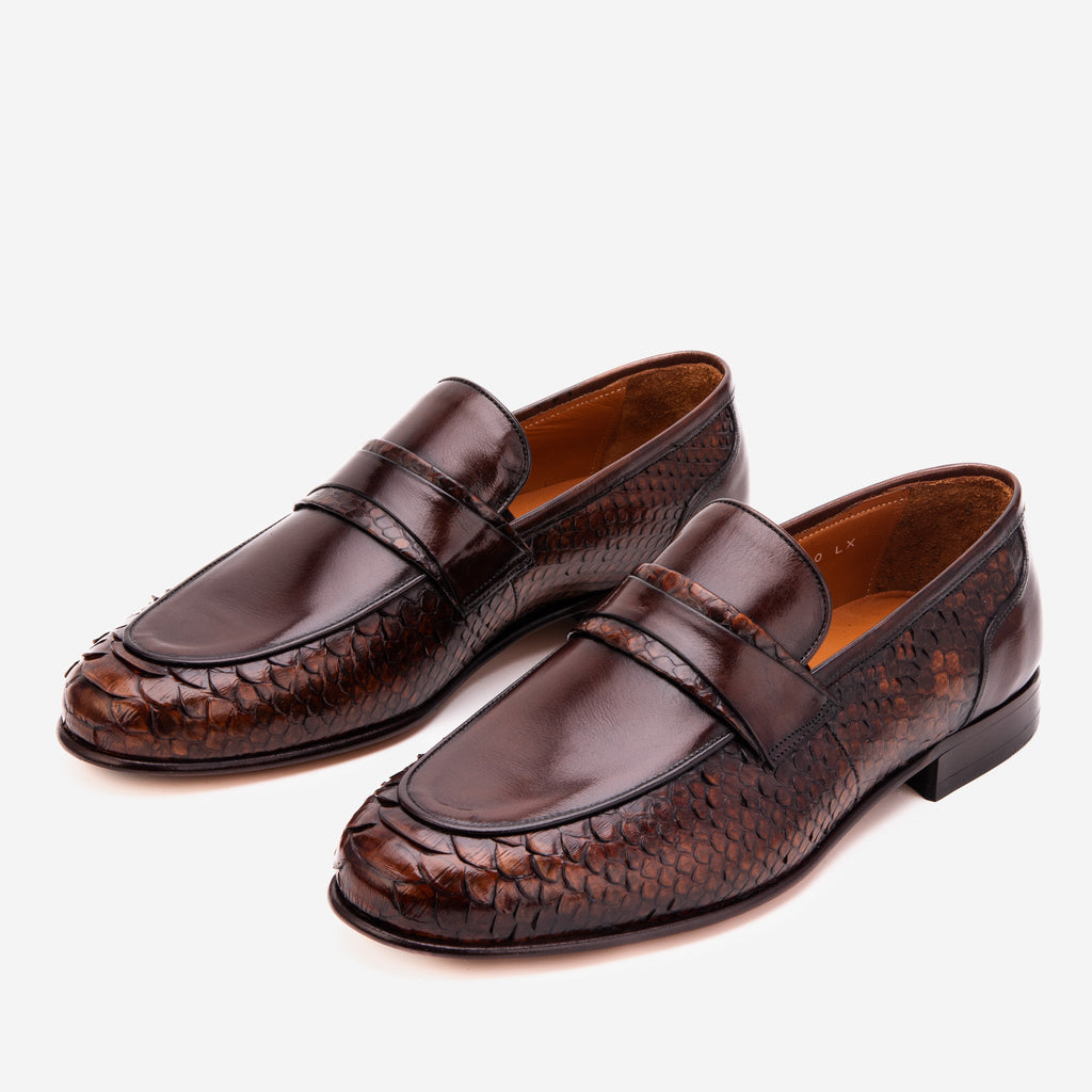The Aurelio Snake & Baby Buffalo Leather Penny Loafer