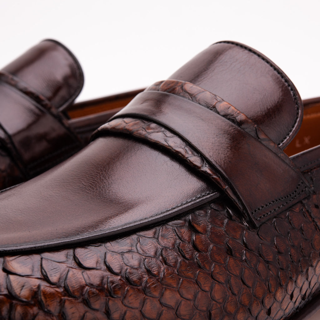 The Aurelio Snake & Baby Buffalo Leather Penny Loafer