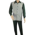 Men's MONTIQUE Two Piece Set Walking Leisure Suit 2367 Green Checkers