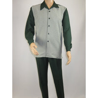 Men's MONTIQUE Two Piece Set Walking Leisure Suit 2367 Green Checkers