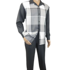 Men's MONTIQUE Two Piece Set Walking Leisure Suit 2370 Gray Plaid