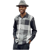 Men's MONTIQUE Two Piece Set Walking Leisure Suit 2370 Gray Plaid