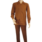 Men's MONTIQUE Two Piece Set Walking Leisure Suit 2372 Cognac Tone on Tone
