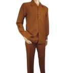 Men's MONTIQUE Two Piece Set Walking Leisure Suit 2372 Cognac Tone on Tone