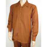 Men's MONTIQUE Two Piece Set Walking Leisure Suit 2372 Cognac Tone on Tone