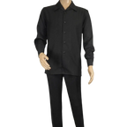 Men's MONTIQUE Two Piece Set Walking Leisure Suit 2372 Black Tone on Tone