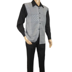 Men's MONTIQUE 2 PC Set Walking Leisure Suit 2390 Black White Hounds tooth