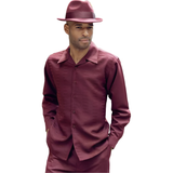 Men's MONTIQUE Two Piece Set Walking Leisure Suit 2391 Wine Tone on Tone