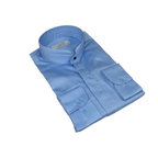 Mens CEREMONIA AVM Turkey Cotton Banded Minister Shirt Angelino-2412 Mid Blue