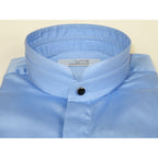 Mens CEREMONIA AVM Turkey Cotton Banded Minister Shirt Angelino-2412 Mid Blue