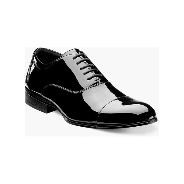 24998, Stacy Adams Patent Leather Tux Shoes Cap Toe Lace up Black or White