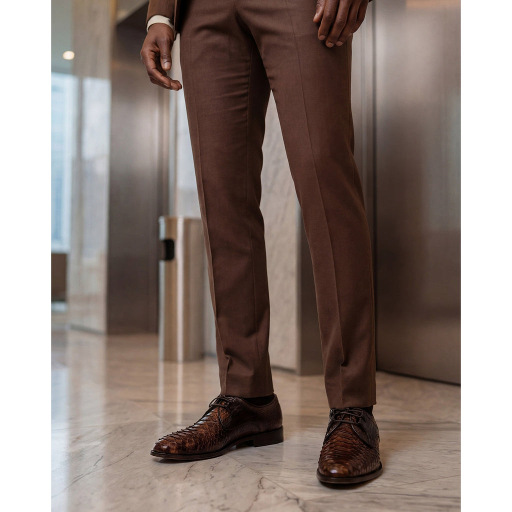 Vinci The Valmont Tan Snake Leather Derby Men Shoe