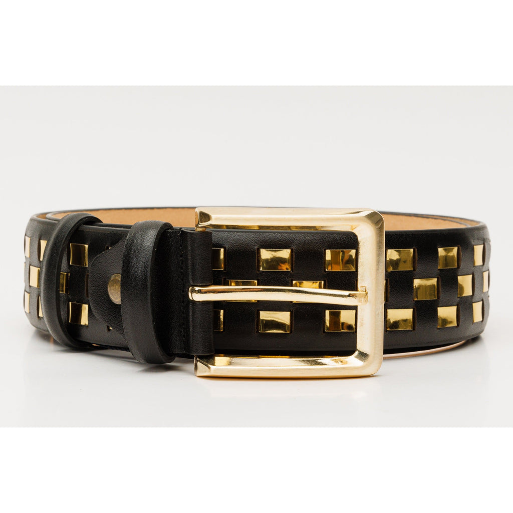 The Mackenzie Black & Gold Woven Leather Belt
