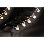 The Belgrano Black Leather Lace-Up Ankle Women Boot With a Side Zipper