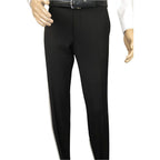Men's MONO Turkey Slacks 100% Wool Plain Front Regular Fit 2501-01 Black