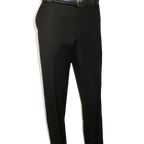 Men's MONO Turkey Slacks 100% Wool Plain Front Regular Fit 2501-01 Black