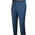 Men's MONO Turkey Slacks 100% Wool Plain Front Regular Fit 2501-05 French Blue