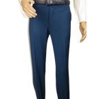 Men's MONO Turkey Slacks 100% Wool Plain Front Regular Fit 2501-05 French Blue