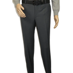 Men's MONO Turkey Slacks 100% Wool Plain Front Regular Fit 2501-06 Charcoal Gray