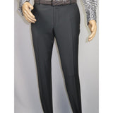 Men's MONO Turkey Slacks 100% Wool Plain Front Regular Fit 2501-06 Charcoal Gray