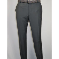 Men's MONO Turkey Slacks 100% Wool Plain Front Regular Fit 2501-06 Charcoal Gray