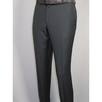 Men's MONO Turkey Slacks 100% Wool Plain Front Regular Fit 2501-06 Charcoal Gray