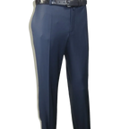 Men's MONO Turkey Slacks 100% Wool Plain Front Regular Fit 2501-24 Mid Blue