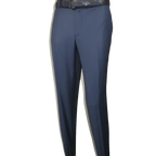 Men's MONO Turkey Slacks 100% Wool Plain Front Regular Fit 2501-24 Mid Blue
