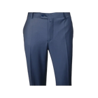 Men's MONO Turkey Slacks 100% Wool Plain Front Regular Fit 2501-24 Mid Blue