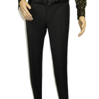 Men's MONO Turkey Slacks 100% Wool Plain Front Slim Fit 2502-01 Black