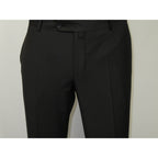 Men's MONO Turkey Slacks 100% Wool Plain Front Slim Fit 2502-01 Black