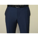 Men's MONO Turkey Slacks 100% Wool Plain Front Slim Fit 2502-04 Royal Blue