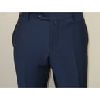 Men's MONO Turkey Slacks 100% Wool Plain Front Slim Fit 2502-04 Royal Blue