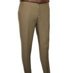 Men's MONO Turkey Slacks 100% Wool Plain Front Slim Fit 2502-7 Tan
