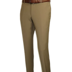 Men's MONO Turkey Slacks 100% Wool Plain Front Slim Fit 2502-7 Tan