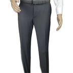 Men's MONO Turkey Slacks 100% Wool Plain Front Slim Fit 2502-08 Mid Gray