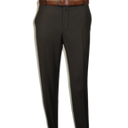 Men's MONO Turkey Slacks 100% Wool Plain Front Slim Fit 2502-11 D. Brown