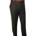 Men's MONO Turkey Slacks 100% Wool Plain Front Slim Fit 2502-11 D. Brown