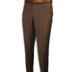 Men's MONO Turkey Slacks 100% Wool Plain Front Slim Fit 2502-12 Coco Brown