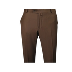 Men's MONO Turkey Slacks 100% Wool Plain Front Slim Fit 2502-12 Coco Brown