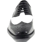 25092 - 111 Stacy Adams Tinsley Wingtip Oxford Men's Shoes Black White Lace Up - J.Valintin Men's Wear Legend - 256092 - 111 BW - 8.5
