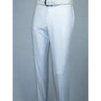 Men's MONO Turkey Slacks Wool Blend Plain Front Slim Fit 2534-10 White