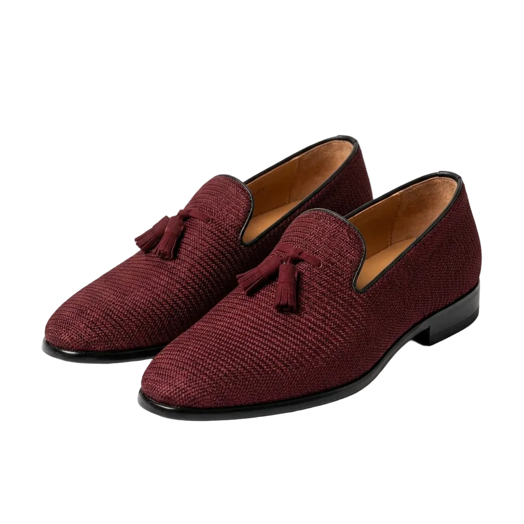 25343-604, Stacy Adams Shoes Tazewell Plain Toe Tassel Woven Brick