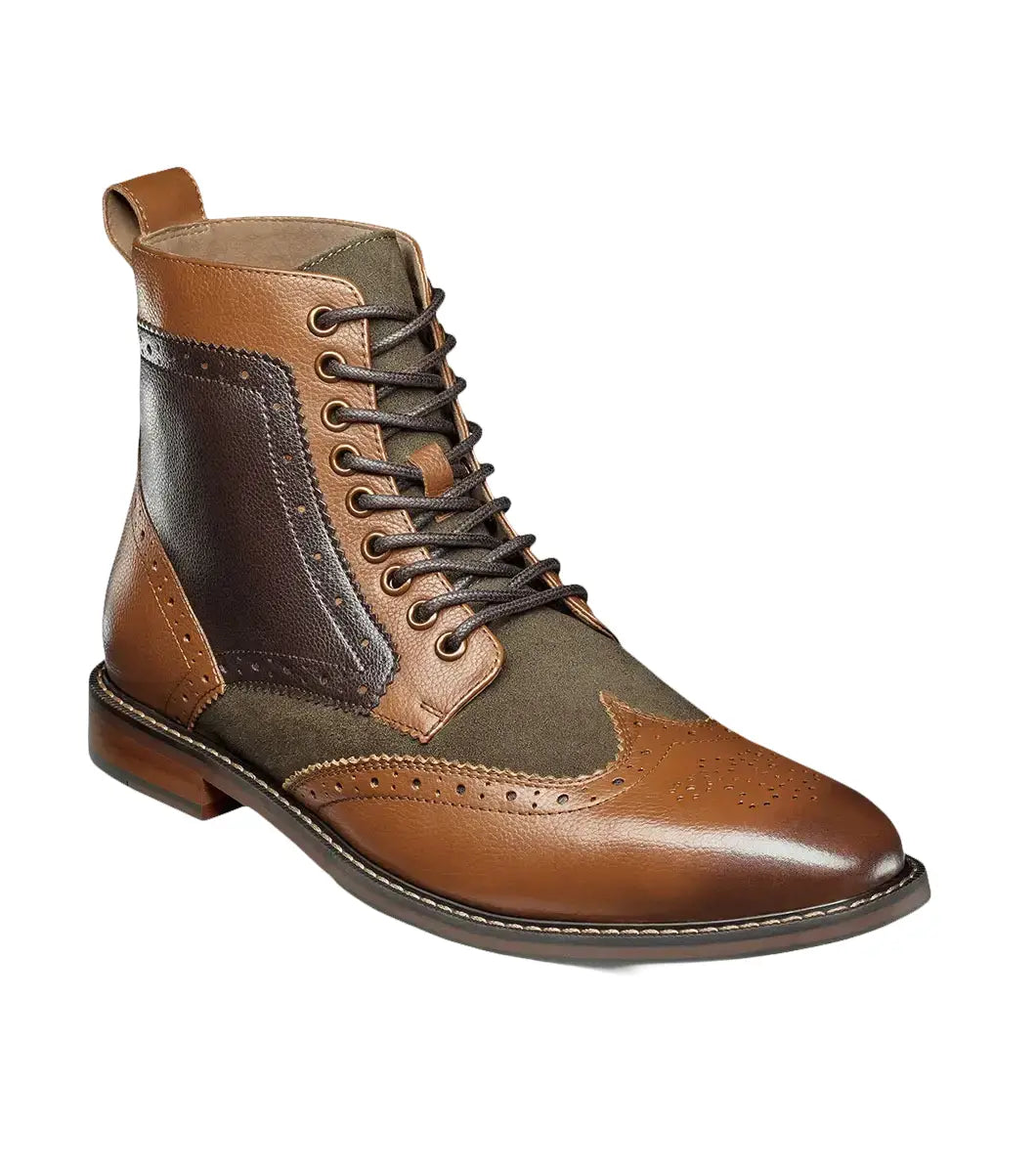Stacy Adams Finnegan Wingtip Lace-Up Boot Olive Multi 25427-302