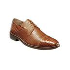 25538 Stacy Adams Leather Shoes Esposito Lizard Crocodile Print Blue Tan - J.Valintin Men's Wear Legend - 97885
