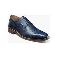 25538 Stacy Adams Leather Shoes Esposito Lizard Crocodile Print Blue Tan - J.Valintin Men's Wear Legend - 97894