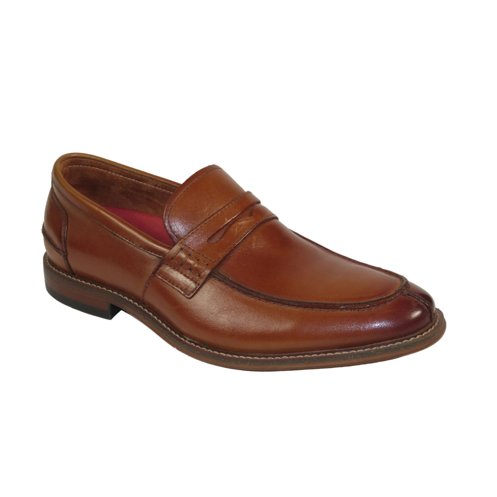 25550-221 Stacy Adams Marlowe Algonquin Moc Toe Penny Slip On Cognac Leather