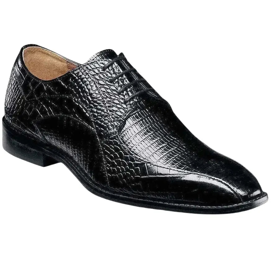 25576 - 001 Stacy Adams Turano Bike Toe Oxford Croc Print Shoes Black - J.Valintin Men's Wear Legend - 25576 - 001 black - 8.5
